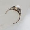 Sterling Silver Cultured Pearl Leaf Design Ring - Vintage