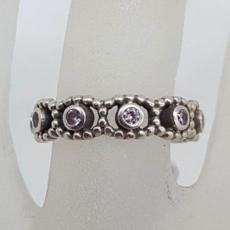 Sterling Silver Retired Pandora Pink Cubic Zirconia Ring
