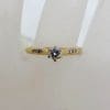 18ct Yellow Gold Diamond Claw Set High Solitaire Ring with Diamonds on the side - Engagement Ring