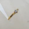 18ct Yellow Gold Diamond Claw Set High Solitaire Ring with Diamonds on the side - Engagement Ring