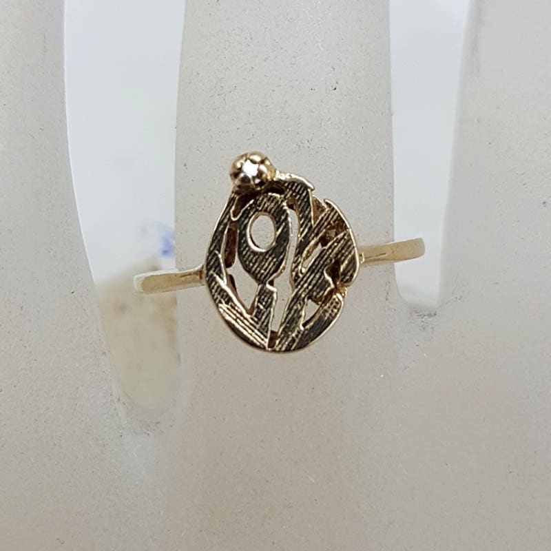 9ct Yellow Gold Etched " LOVE " Oval Diamond Ring
