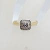 9ct Yellow Gold and White Gold Square Diamond Cluster Ring - Engagement Ring / Dress Ring