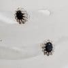 9ct Yellow Gold Oval Natural Sapphire and Diamond Studs Earrings