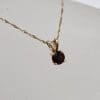 9ct Yellow Gold Garnet Round Claw Set Pendant on Gold Chain