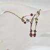 9ct Yellow Gold Ornate Red Paste with Seedpearl Necklace / Chain - Vintage