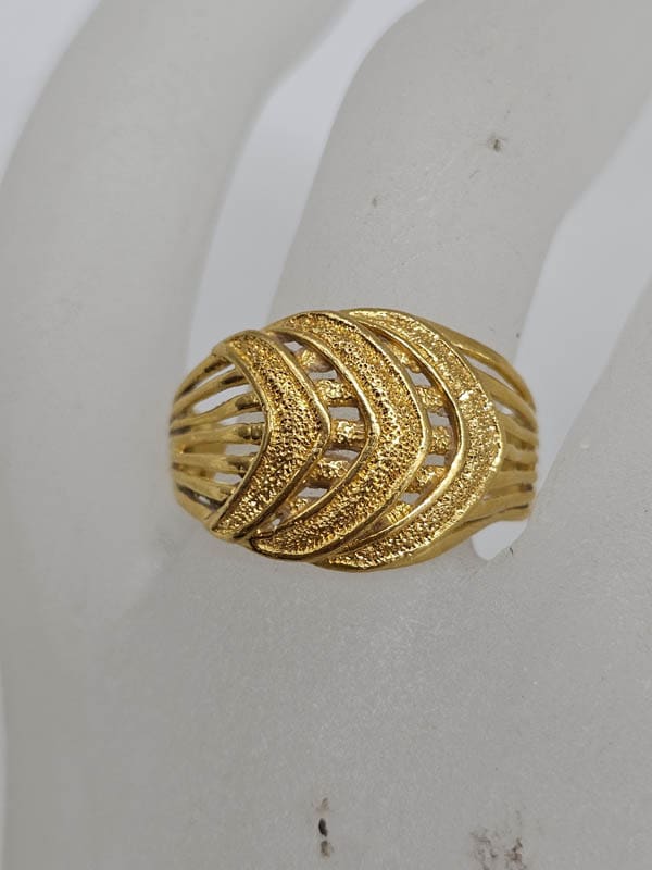 22ct Yellow Gold Ornate Wide Open Design Ring - Antique / Vintage