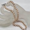 Sterling Silver Clasp on Freshwater Pearl Creamy Brown Strand Necklace / Chain - Vintage