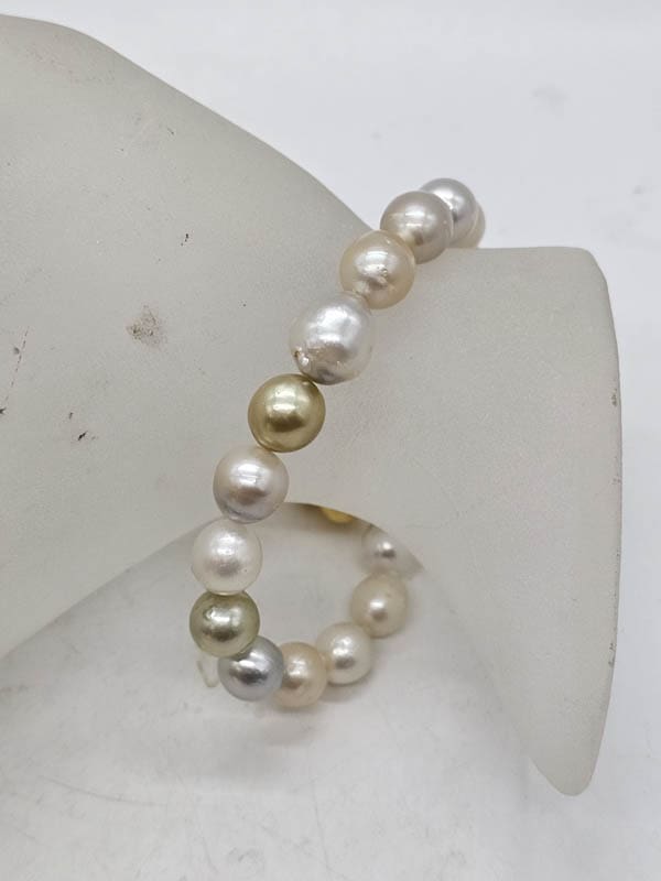Sterling Silver Clasp on Freshwater Pearl Multi - Colour Bracelet - Antique / Vintage