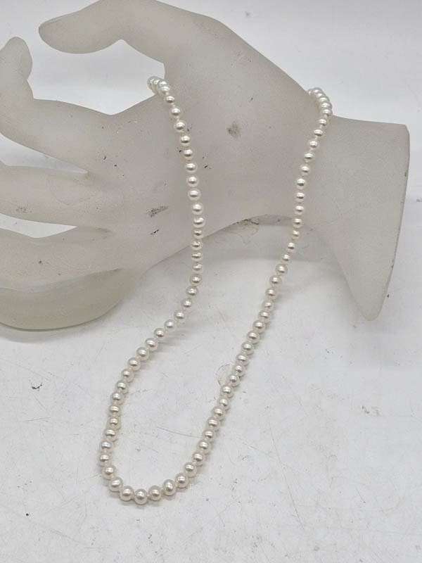 Sterling Silver Clasp on Freshwater Pearl Strand Necklace / Chain - Antique / Vintage