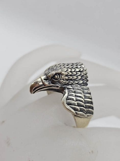 Sterling Silver Large and Heavy Eagles Head Gents Ring / Ladies Rings