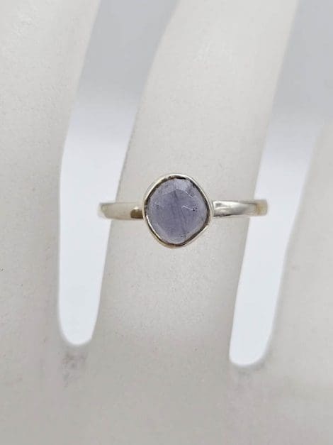 Sterling Silver Tanzanite Free Form Bezel Set Ring