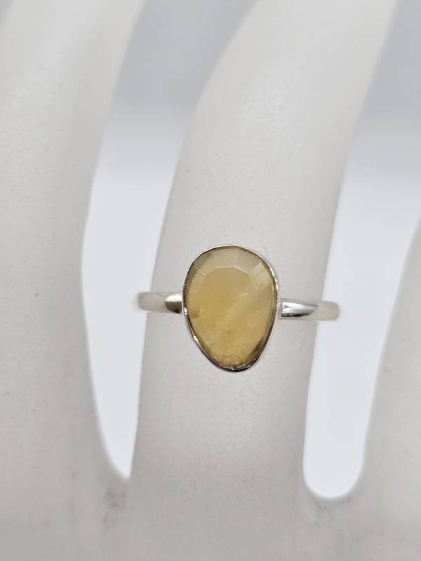 Sterling Silver Yellow Free Form Bezel Set Ring