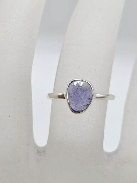 Sterling Silver Tanzanite Free Form Bezel Set Ring