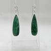 Sterling Silver Emerald Teardrop / Pear Shaped Lung Bezel Set Drop Earrings