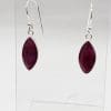 Sterling Silver Ruby Marquis Bezel Set Drop Earrings