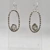 Sterling Silver Herkimer Diamond in Oval Drop Earrings