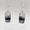 Sterling Silver Dentritic Agate / Dendrite Agate Bezel Set Rectangular Drop Earrings