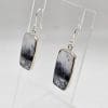Sterling Silver Dentritic Agate / Dendrite Agate Bezel Set Rectangular Drop Earrings