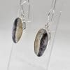 Sterling Silver Dentritic Agate / Dendrite Agate Bezel Set Oval Drop Earrings