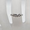 9ct White Gold Diamond Curved Half Round Eternity Weddings Ring - Antique / Vintage