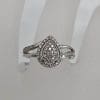 9ct White Gold Diamond Teardrop / Pear Shaped Cluster Ring