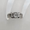 18ct White Gold Diamond Baguette Cut with Diamonds on Side Ring - Antique / Vintage