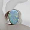 Sterling Silver Opal Very Large Gem with Multi-Colours Wide Gents / Ladies Rings