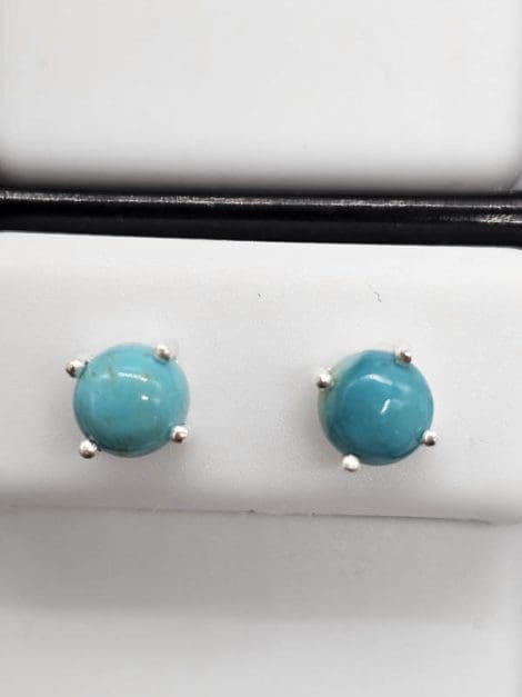 Sterling Silver Amazonite Round Claw Set Studs Earrings