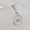 Sterling Silver Herkimer Diamond Freeform Teardrop / Pear Shape Pendant on Silver Chain