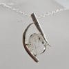 Sterling Silver Herkimer Diamond Freeform in Curved Shape Pendant on Silver Chain