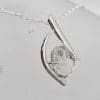 Sterling Silver Herkimer Diamond Freeform in Curved Shape Pendant on Silver Chain
