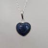 Sterling Silver Kyanite Carved Heart Pendant on Silver Chain