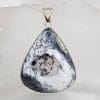 Sterling Silver Dendritic / Dendrite Agate Pendant Large Teardrop Pear Shaped Pendant on Silver Chain