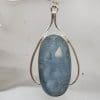 Sterling Silver Aquamarine Large and Long Oblong / Oval Faceted Pendant on Silver Chain
