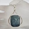 Sterling Silver Aquamarine Large Square / Rectangular Faceted Pendant on Silver Chain
