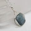 Sterling Silver Aquamarine Large Square / Rectangular Faceted Pendant on Silver Chain
