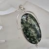 Sterling Silver Seraphinite Large Oval Pendant on Silver Chain