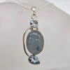 Sterling Silver Aquamarine and Topaz Twist Pendant on Silver Chain