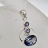 Sterling Silver Mystic Quartz / Mystic Topaz Oval with Amethyst Pendant on Silver Chain