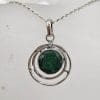 Sterling Silver Emerald Round / Circle Pendant on Silver Chain
