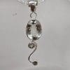Sterling Silver Green Amethyst / Prasiolite Oval and Round on Curved Twist Pendant on Silver Chain
