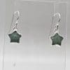 Sterling Silver Emerald Carved Star Drop Earrings