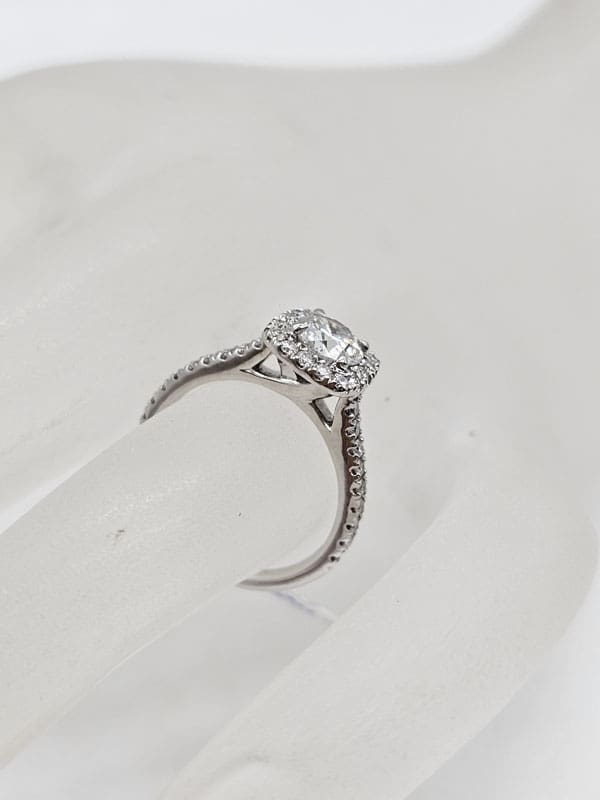 18ct White Gold Diamond Round in Square Halo Setting Cluster Engagement Ring / Dress Ring