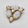 Plated White Triangular Cluster Brooch - Vintage Costume Jewellery