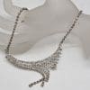 Plated Rhinestone Curved Swirl Chain / Necklace - Vintage Costume Jewellery