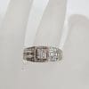 18ct White Gold with Rose Gold Diamond Square Claw Set Cluster atop Channel Set Band Ring - Engagement Ring / Dress Ring