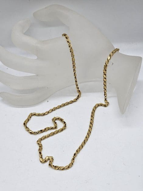 9ct Yellow Gold Long Flat Curb Link Necklace / Chain