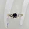 18ct Yellow Gold and White Gold Natural Sapphire with Diamond Solitaire Bezel Set Engagement Ring / Dress Ring
