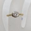 18ct Yellow Gold and White Gold Diamond Solitaire Bezel Set Engagement Ring / Dress Ring