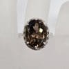Sterling Silver Smokey Quartz Oval Claw Set Ring - Vintage / Antique